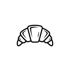 Simple black and white line art icon of a croissant