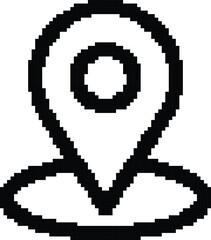 Hand made Pixel art location pin icon simple black and white vector illustration perfect for app and web design By illustrator