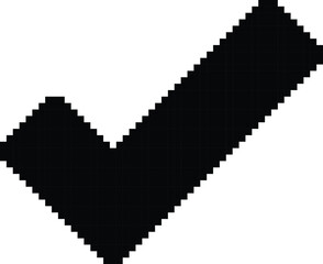 Hand made Pixelated check mark icon simple black glyph vector By illustrator for user interface design and confirmation messages