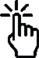Hand made Pixelated hand cursor clicking simple black and white vector illustration perfect for user interface design and website elements By illustrator