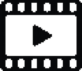 Hand made Pixelated video play icon simple flat vector design element perfect for retro-themed web and mobile apps By illustrator