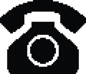 Hand made Pixel art telephone icon simple black glyph vector design By illustrator for app and web interfaces