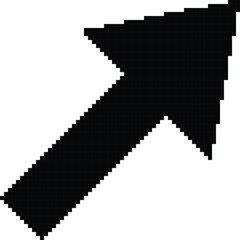 Hand made Pixelated arrow icon pointing upwards simple black glyph for user interface design By illustrator