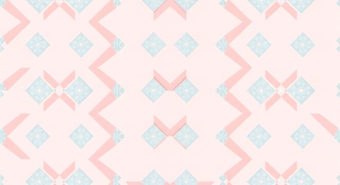 Soft pastel geometric pattern with diamond and zigzag shapes - Powered by Adobe