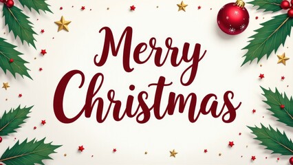 A festive Christmas message surrounded by holly leaves