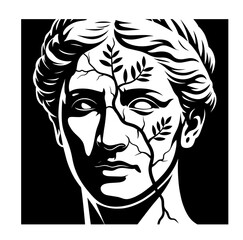 Greek sculpture head art drawing vector
