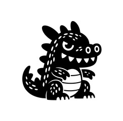 Adorable Black White Cartoon domestik animals mascotes dog cat cow bulldog korgi dino Vector Art	