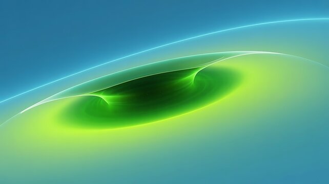 Abstract green nebula swirl with blue cosmic background