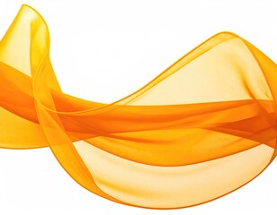 Flowing orange sheer fabric against a white background
