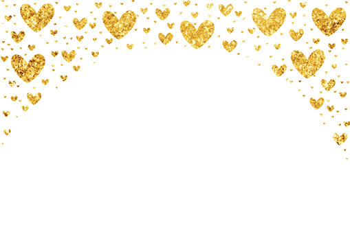 Scattered golden hearts border across the top vector svg