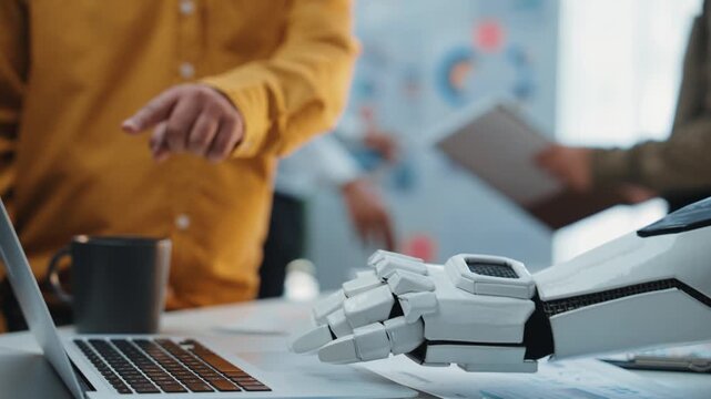 Business teams leverage analytics tools during strategy sessions, pairing artificial intelligence insights with creative collaboration for marketing excellence. Noogenesis AI