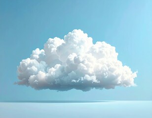 Fluffy cloud floats in the azure sky