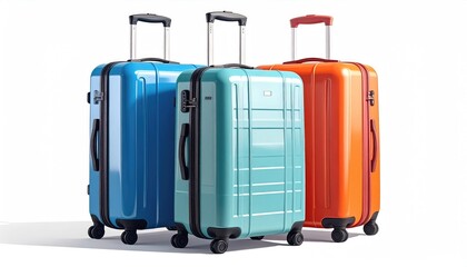 Three colorful suitcases, ready for travel