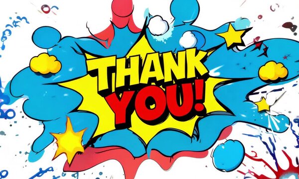 Splash Comic Thank You Animation with Colorful Pop Elements
