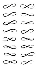 Elegant infinity symbol collection for modern design projects and timeless brand expression, versatile for many uses