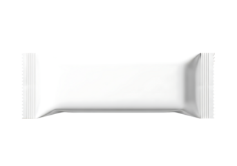 Blank white rectangular food wrapper or snack bar packaging isolated on transparent background