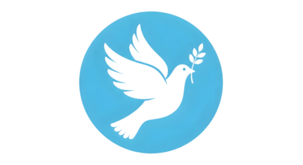 Dove peace symbol with olive branch isolated on transparent background
