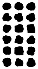 Black abstract shapes collection ideal for backgrounds, text boxes, and graphic design elements now