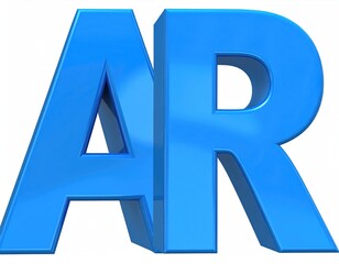 AR" glossy blue letters in a bold, three-dimensional design