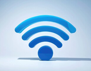 Blue WiFi signal icon, rounded glossy, centered