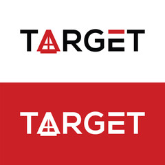 Bold target logo design conveys accuracy and focus, perfect for branding and marketing, shown on white and red backgrounds for versatility