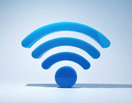 Blue WiFi signal icon, rounded glossy, centered