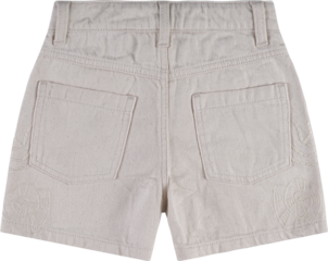 Light wash denim shorts with pocket detail isolated on transparent background