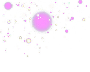 Soft pink glowing bokeh particles on white background.
