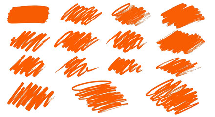 Fototapeta premium Vibrant orange brush stroke textures for artistic design elements or creative background overlays