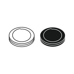 Stack of white and black plates icon set