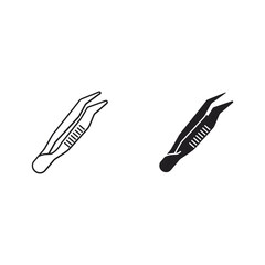 Two stylized illustrations of tweezers one outlined and one filled black