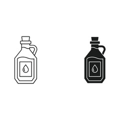 Two simple bottle icons with oil drop symbol for liquids and health