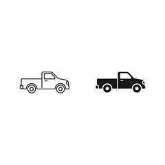 Simple outline and solid silhouette of a pickup truck