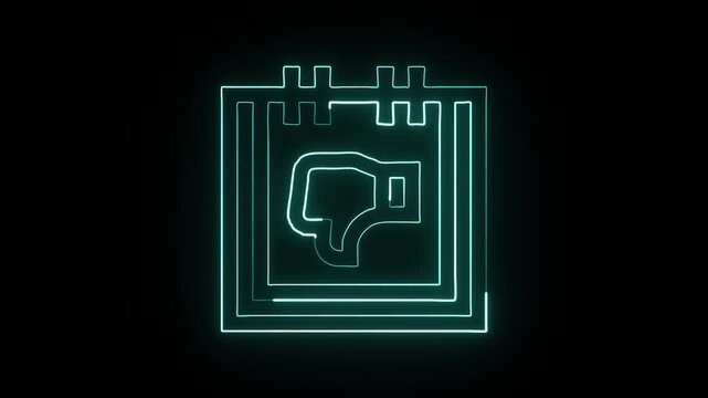 Glowing neon line Bad Day icon with animated tears. Emotion animation HD video isolated on black background