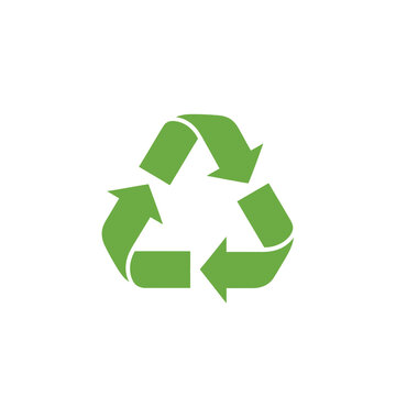 Classic green recycling symbol with three chasing arrows forming a triangular Mobius loop.