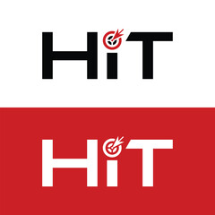 Bold HIT Logo Design with Target Symbol for Marketing Success and Business Achievement, Striking Red and Black Graphic for Impactful Branding