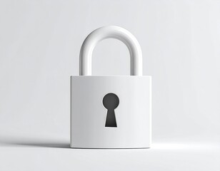 White padlock centered, on a white background