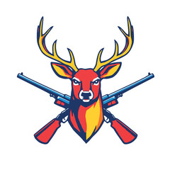 Vsai stag head emblem with crossed hunting rifles