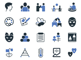 A diverse set of icons representing various aspects of community engagement and creativity.