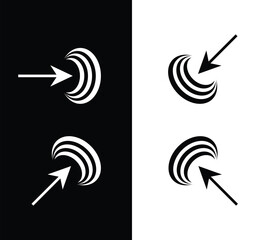 Directional arrows pointing towards target, symbolizing focus, strategy, and goals in vibrant red and white for modern marketing campaigns