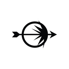 Bold arrow piercing target graphic for success, achievement, and focus concepts in sleek black and white design representing accuracy and precision