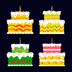 Birthday Cake Vector & Icon Pack | Party Desserts, Candle Cakes, Cupcakes, Pastry Graphics & Celebration Elements
