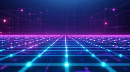 Immersive neon grid backdrop for a futuristic cyberpunk vibe, perfect for gaming streams, tech presentations, or modern abstract art projects