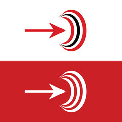 Dynamic arrows pointing to a target, perfect for a modern logo design or branding concept, symbolizing focus, direction, and achieving goals in a sleek and minimalist style