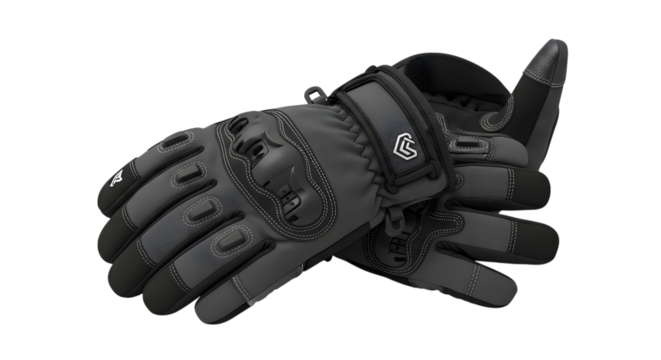 Black tactical gloves isolated on transparent background