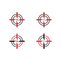 Precision targeting icons set, perfect for marketing campaigns, strategic focus, or pinpoint accuracy with red and black concentric circles