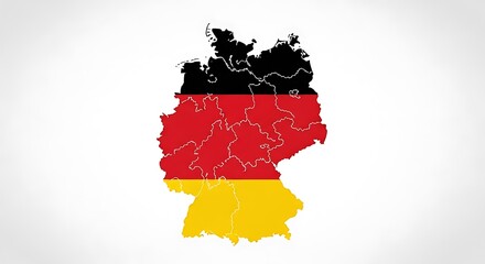 Obraz premium Map of Germany with National Flag Colors.