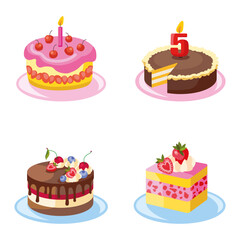 Birthday Cake Vector & Icon Pack | Party Desserts, Candle Cakes, Cupcakes, Pastry Graphics & Celebration Elements