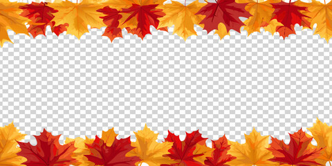 Obraz premium Autumn maple leaves frame with transparent background for design projects