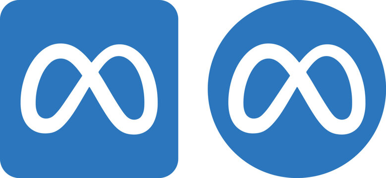 meta platform logo vector infinity symbol in blue square and circle icon designs